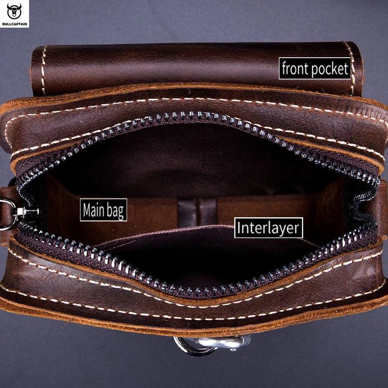 RusticVoyage™ Men’s Crazy Horse Leather Waist Bag – Compact Chest, Shoulder & Belt Carry Pack