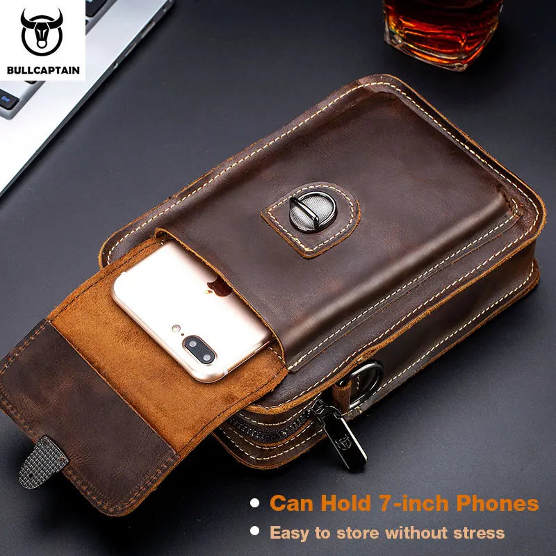 RusticVoyage™ Men’s Crazy Horse Leather Waist Bag – Compact Chest, Shoulder & Belt Carry Pack
