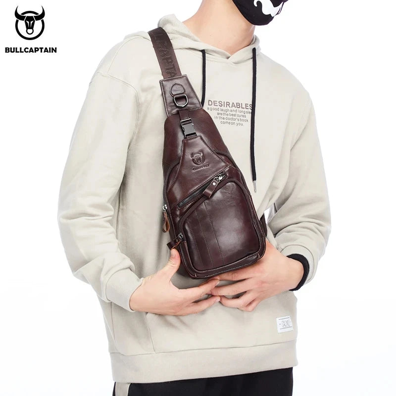 CityElite™ Men’s Genuine Leather Sling Bag – Fashionable Crossbody with Spacious Storage