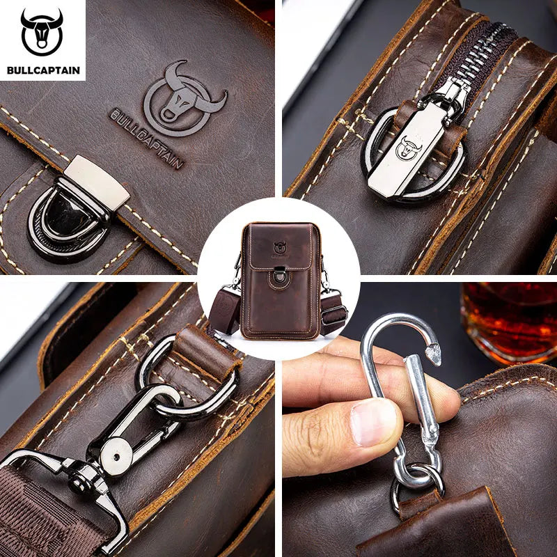 RusticVoyage™ Men’s Crazy Horse Leather Waist Bag – Compact Chest, Shoulder & Belt Carry Pack