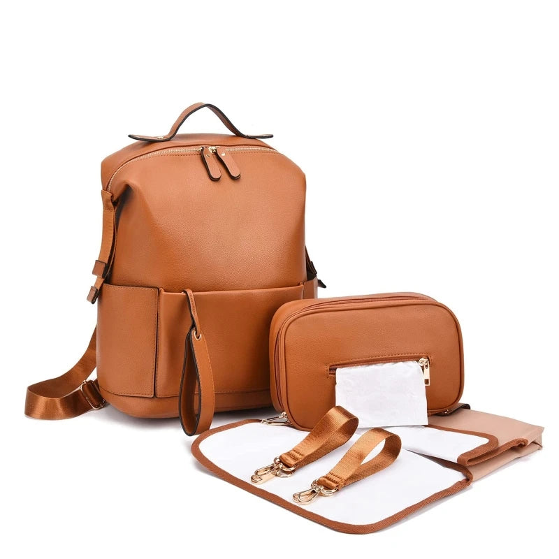 Tote & Tidy Baby Care Bag – Multifunctional Leather Maternity Backpack for Mums