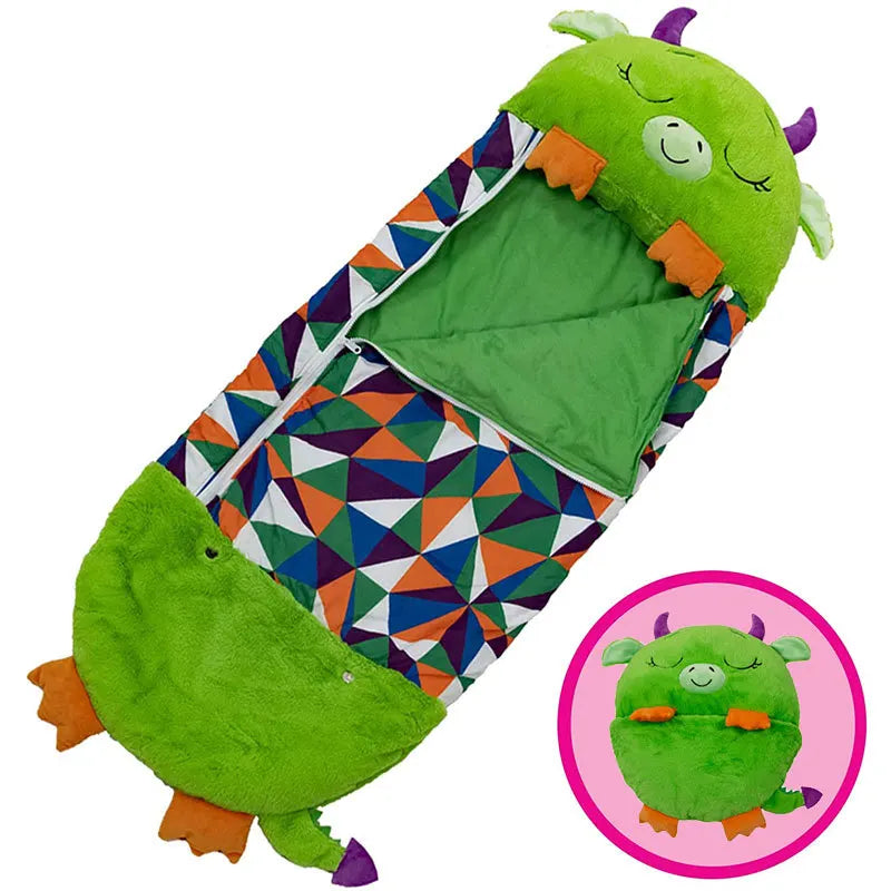 DreamPals Sleepy Sack – Warm Sleeping Bag with plush pillow and fun prints for Boys & Girls
