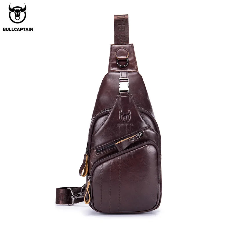 CityElite™ Men’s Genuine Leather Sling Bag – Fashionable Crossbody with Spacious Storage