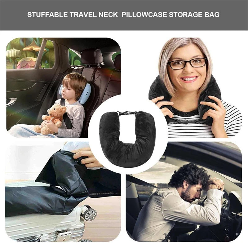 AirEase™ Fillable Neck Pillow – Adjustable Support for Car, Train & Plane