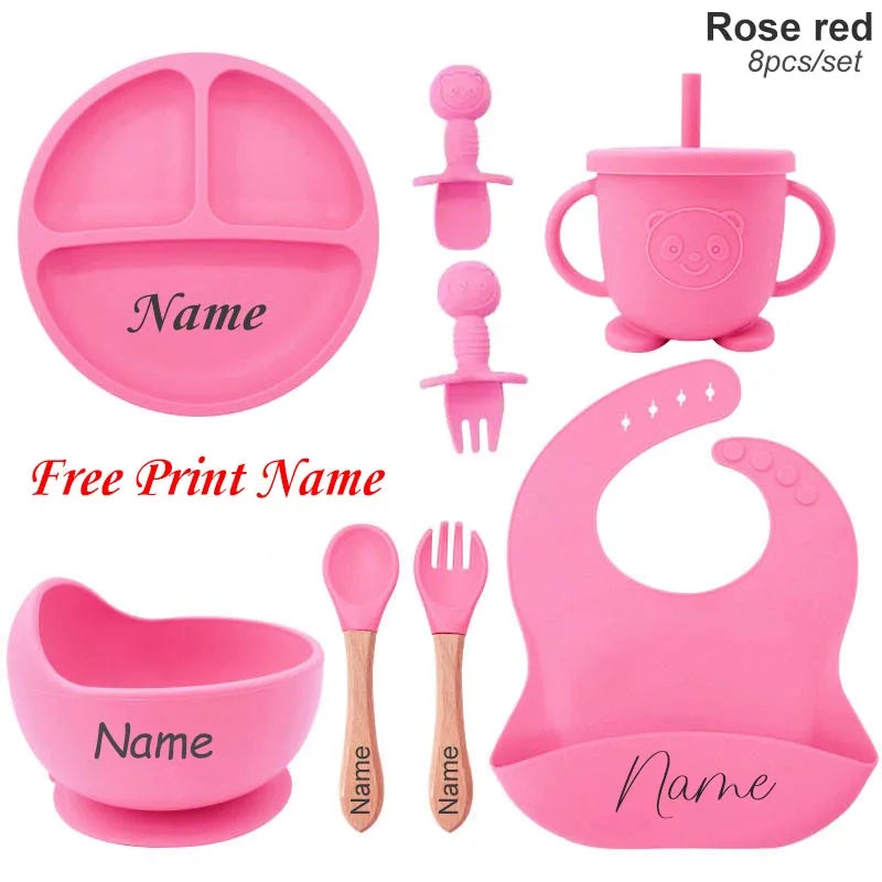 MiniMonogram™ Personalised Kids Feeding Set – Safe Silicone Baby Tableware & Newborn Gift