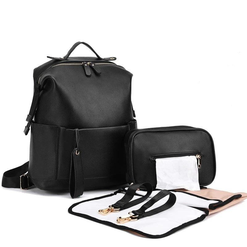 Tote & Tidy Baby Care Bag – Multifunctional Leather Maternity Backpack for Mums