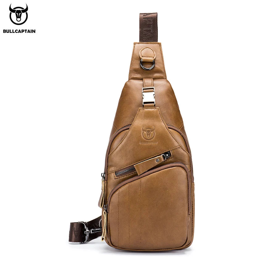 CityElite™ Men’s Genuine Leather Sling Bag – Fashionable Crossbody with Spacious Storage