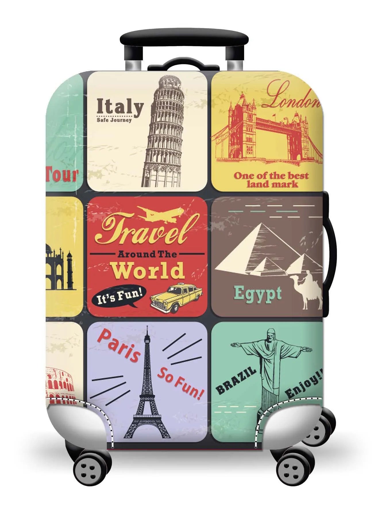 GlobeTrotter™ Elastic World Map Luggage Cover – Thick Zippered Suitcase Protector for 18–32" Bags