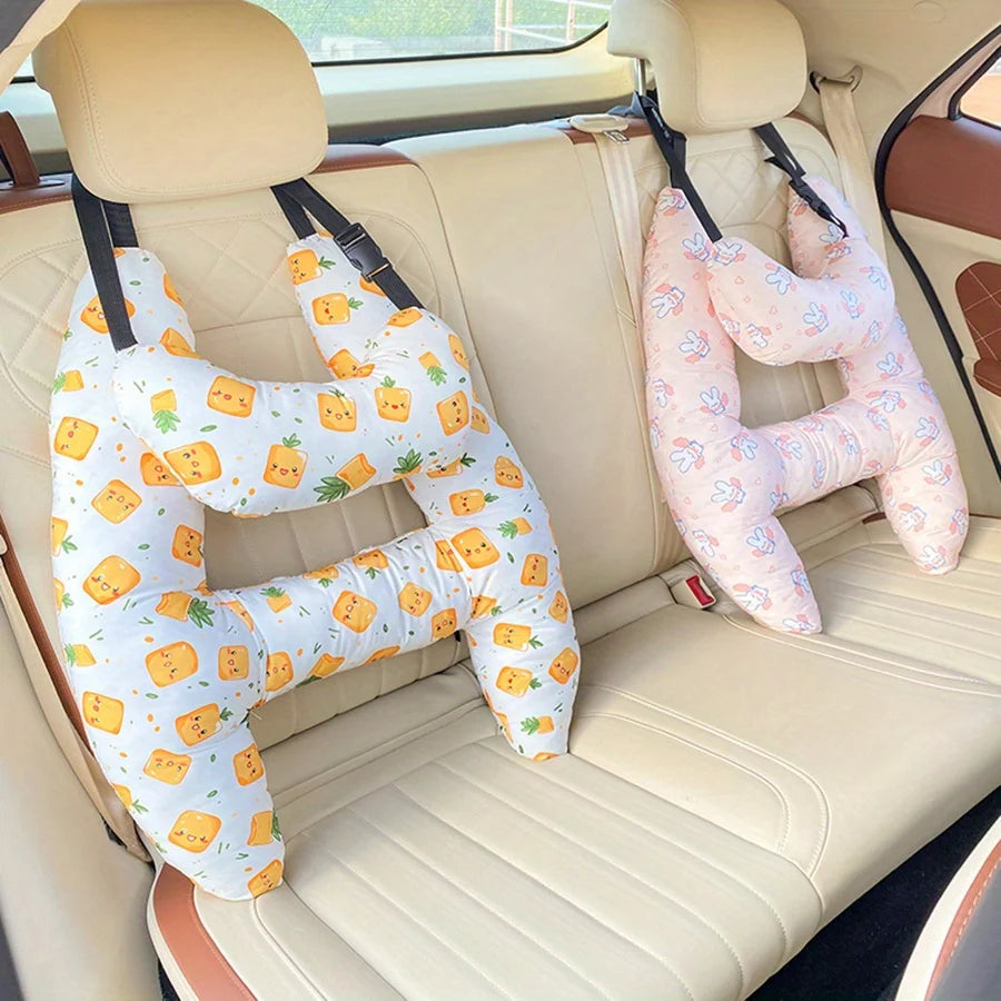 NapNest Duo – 2-Pack Car Seat Pillows with Safety Straps for Kids