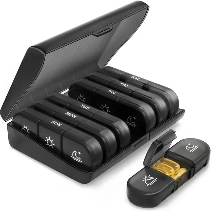HealthMate™ Portable Pill Box – Daily 3-Time 7-Day Medicine & Supplement Organizer