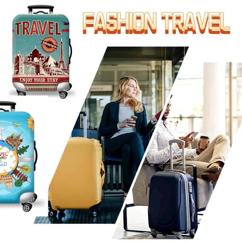 GlobeTrotter™ Elastic World Map Luggage Cover – Thick Zippered Suitcase Protector for 18–32" Bags