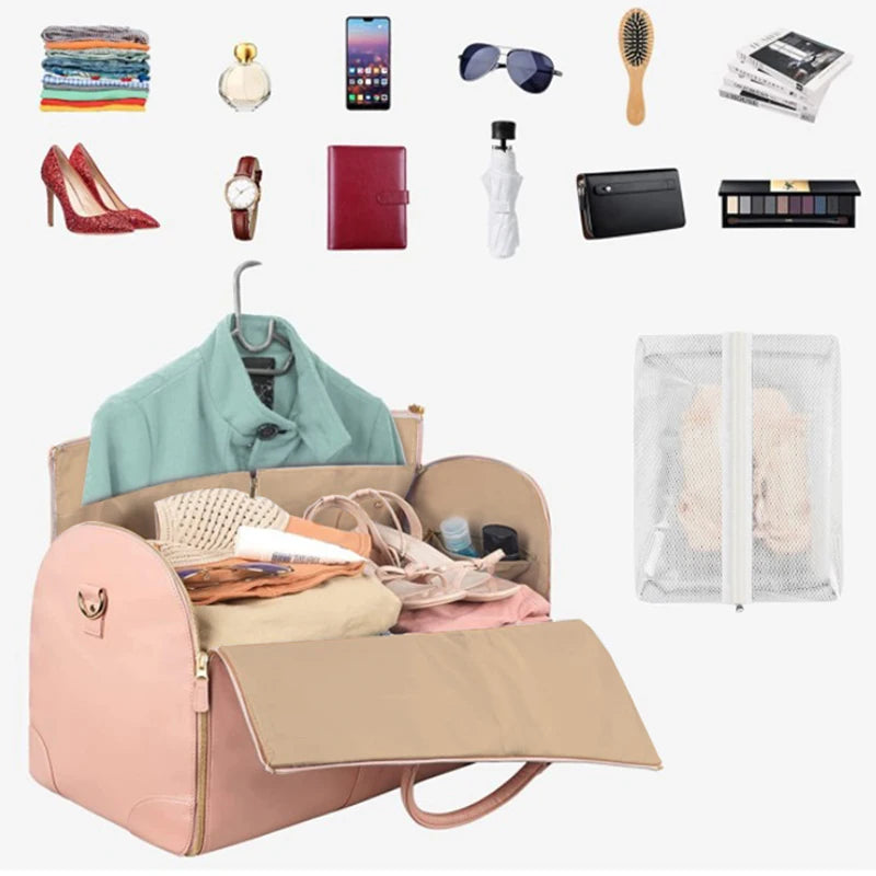 Elegance On-the-Go – Women’s Foldable PU Leather Travel Bag