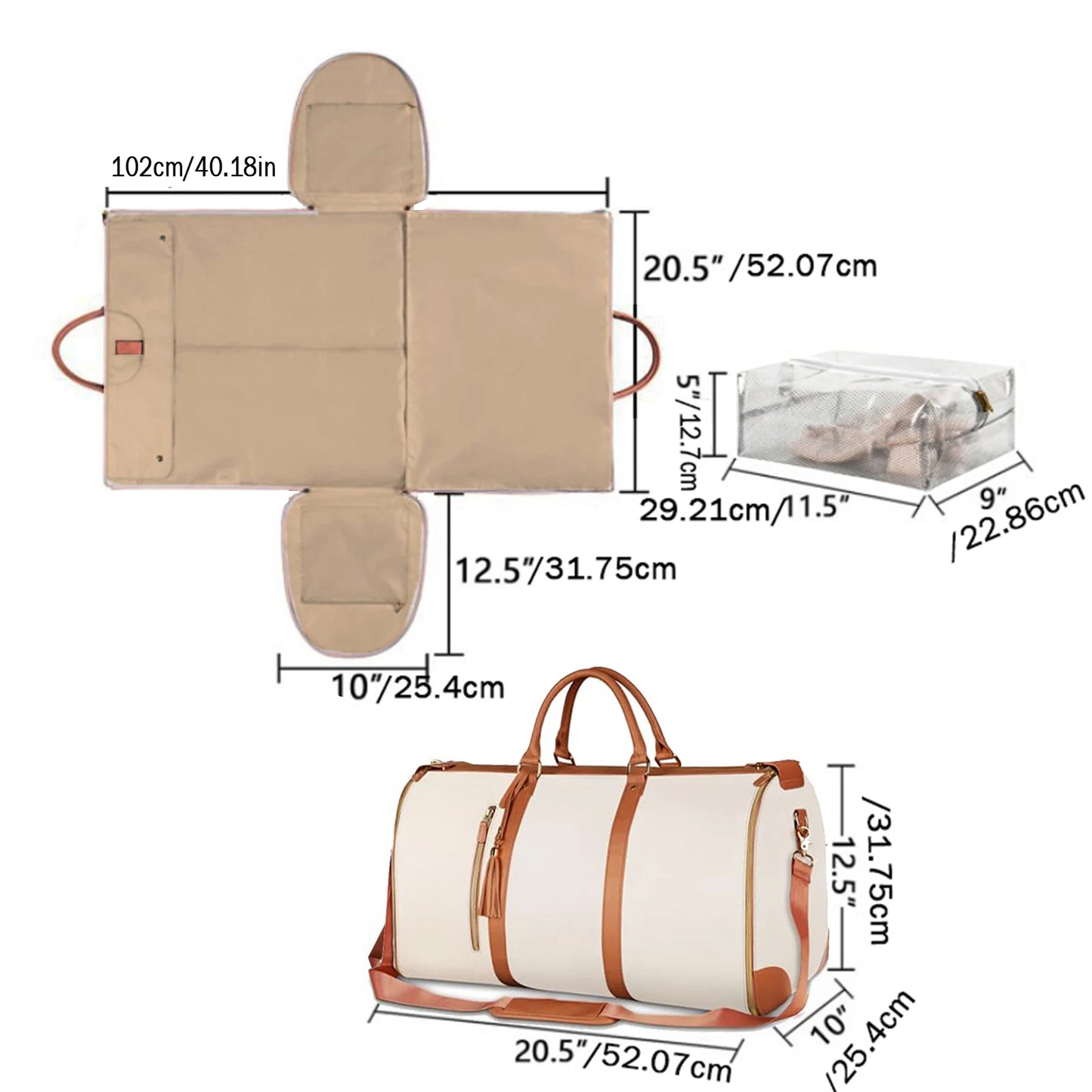 Elegance On-the-Go – Women’s Foldable PU Leather Travel Bag