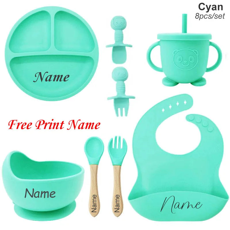 MiniMonogram™ Personalised Kids Feeding Set – Safe Silicone Baby Tableware & Newborn Gift
