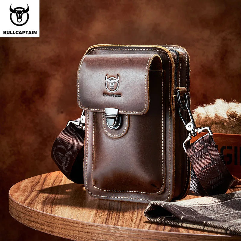 RusticVoyage™ Men’s Crazy Horse Leather Waist Bag – Compact Chest, Shoulder & Belt Carry Pack