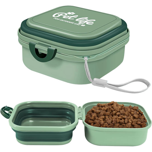 TravelPup™ Collapsible Dog Bowl – Portable 2-in-1 Water & Food Feeder with Lid
