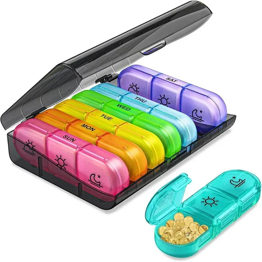 HealthMate™ Portable Pill Box – Daily 3-Time 7-Day Medicine & Supplement Organizer