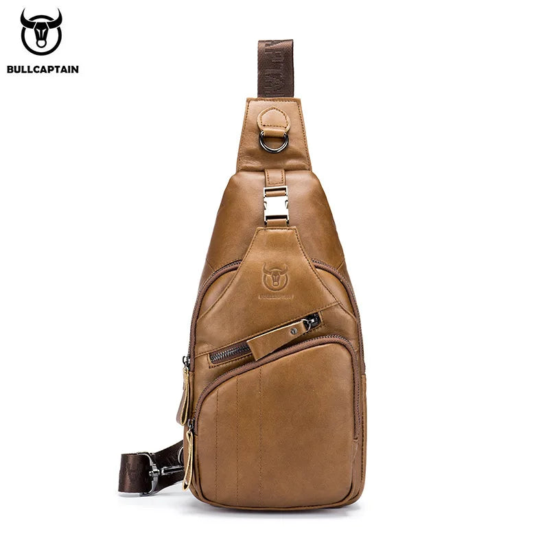 CityElite™ Men’s Genuine Leather Sling Bag – Fashionable Crossbody with Spacious Storage