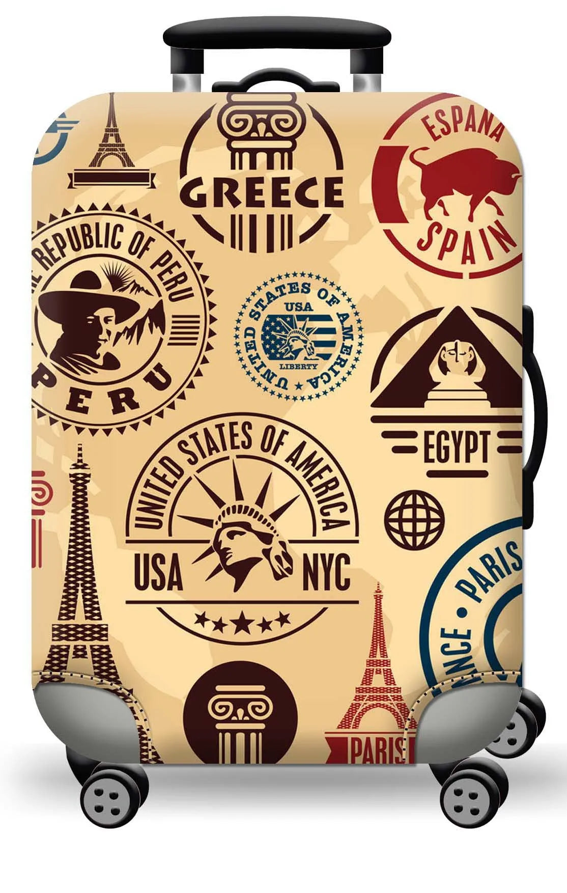 GlobeTrotter™ Elastic World Map Luggage Cover – Thick Zippered Suitcase Protector for 18–32" Bags