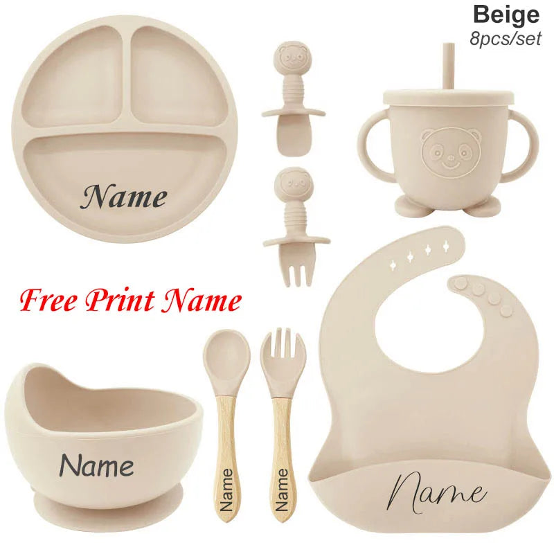 MiniMonogram™ Personalised Kids Feeding Set – Safe Silicone Baby Tableware & Newborn Gift