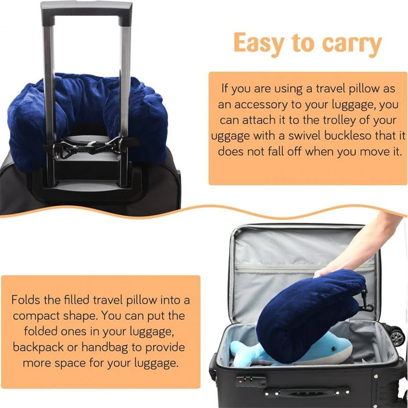 AirEase™ Fillable Neck Pillow – Adjustable Support for Car, Train & Plane