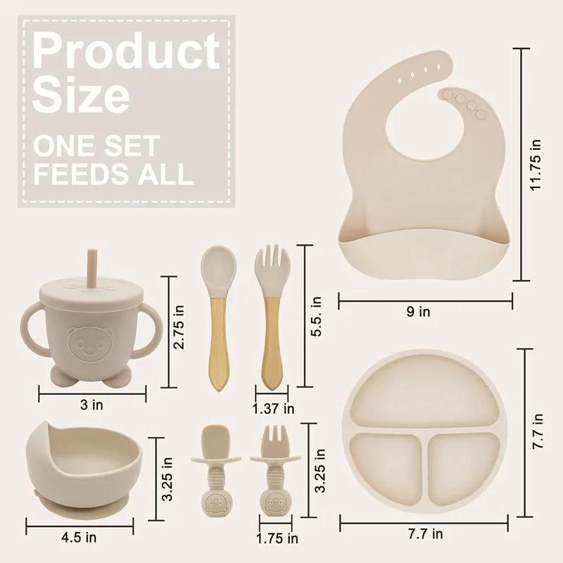 MiniMonogram™ Personalised Kids Feeding Set – Safe Silicone Baby Tableware & Newborn Gift