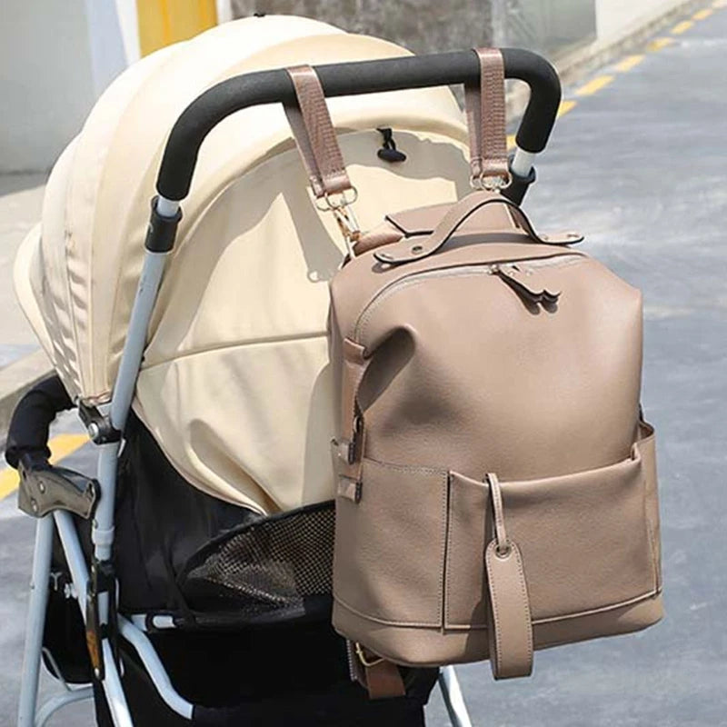 Tote & Tidy Baby Care Bag – Multifunctional Leather Maternity Backpack for Mums
