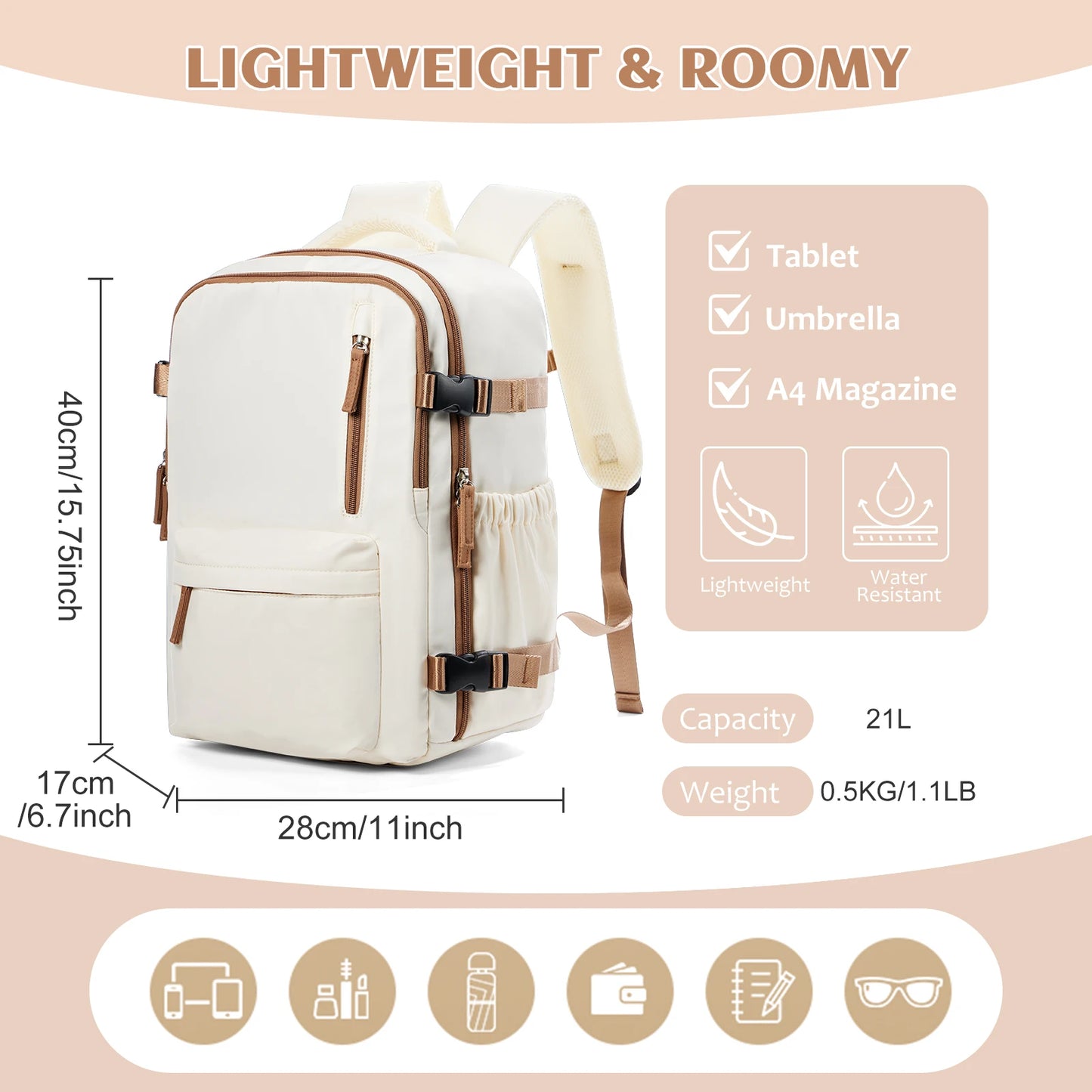 FlightMate 40x30x20 Travel Backpack – Hand Luggage with 15.6” Laptop Compartment