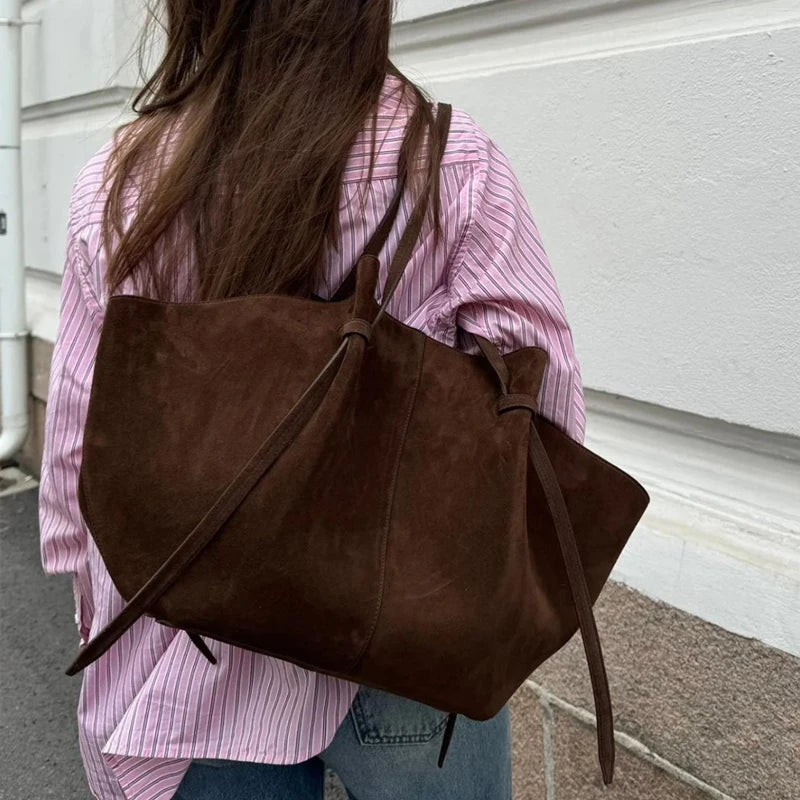 EleganceMonogram™ Custom Initials Tote – Large Capacity Faux Suede Shoulder & Underarm Bag for Women Luxury Designer