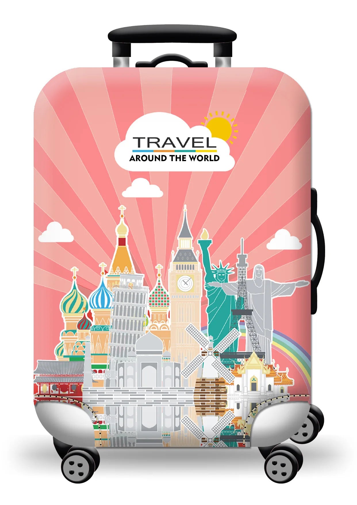 GlobeTrotter™ Elastic World Map Luggage Cover – Thick Zippered Suitcase Protector for 18–32" Bags