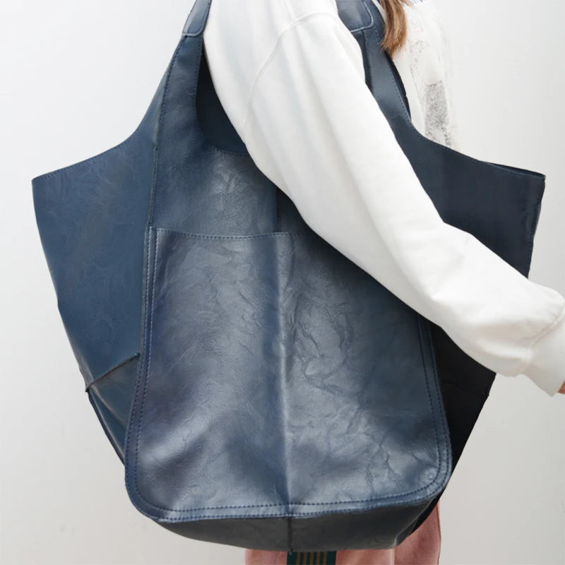 VinTote™ Retro Handmade Women’s Tote – Spacious Solid Colour Shoulder Bag with Zip & Multifunction Handbag