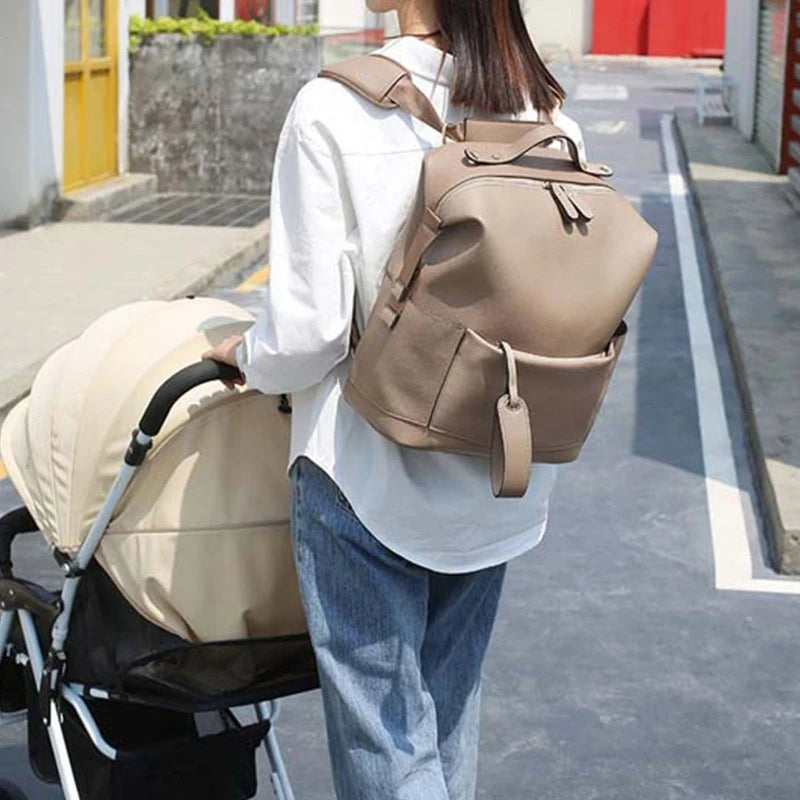 Tote & Tidy Baby Care Bag – Multifunctional Leather Maternity Backpack for Mums