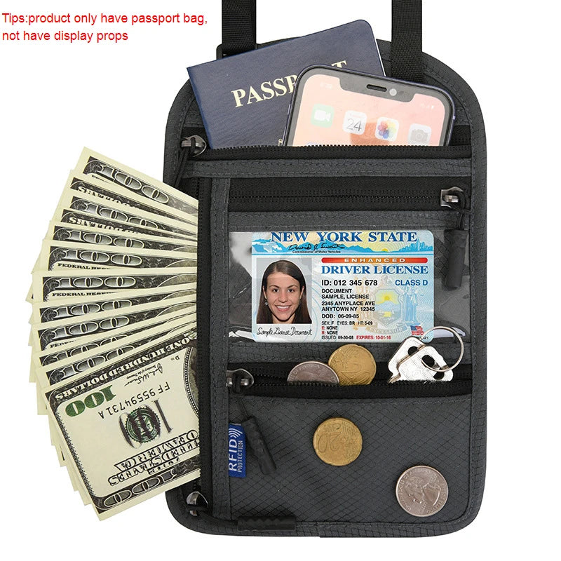 SafePass™ RFID Blocking Passport Wallet – Waterproof Travel Purse with Phone Holder