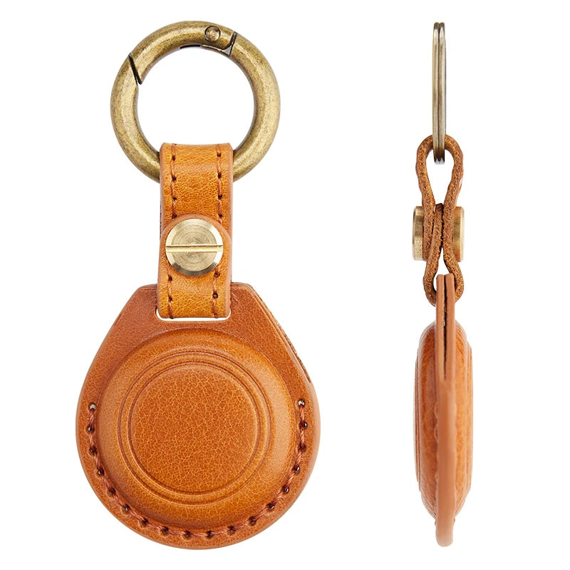 LeatherLink™ Genuine Leather AirTag Keychain – Protective Case & Key Ring Holder for Apple AirTag
