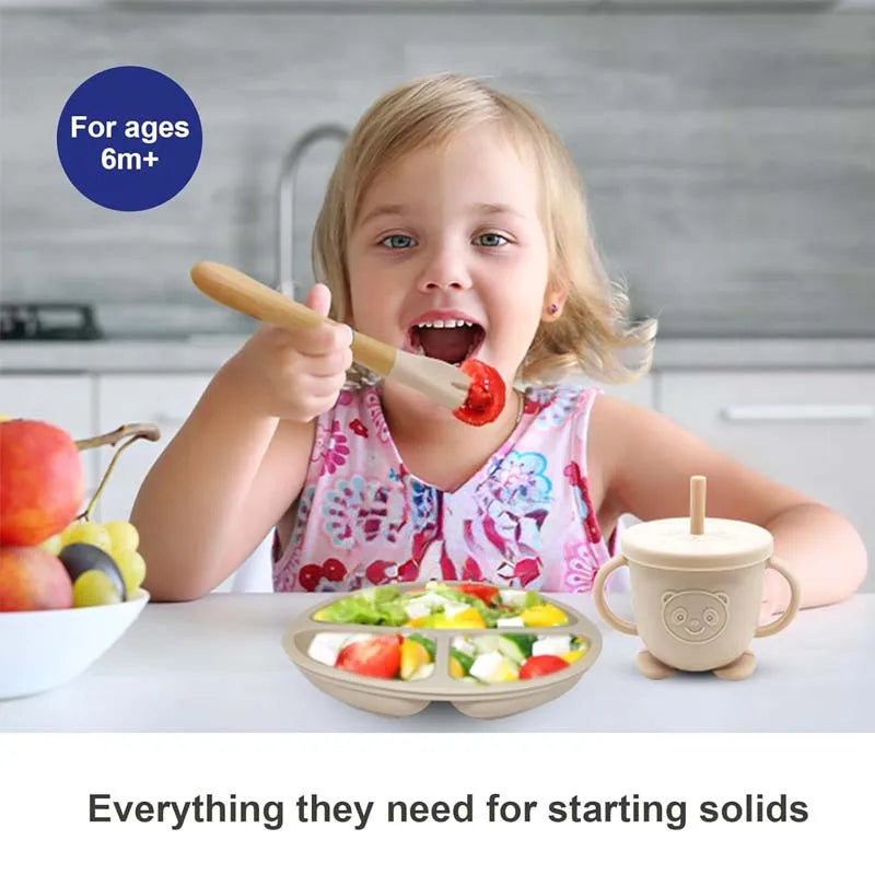 MiniMonogram™ Personalised Kids Feeding Set – Safe Silicone Baby Tableware & Newborn Gift