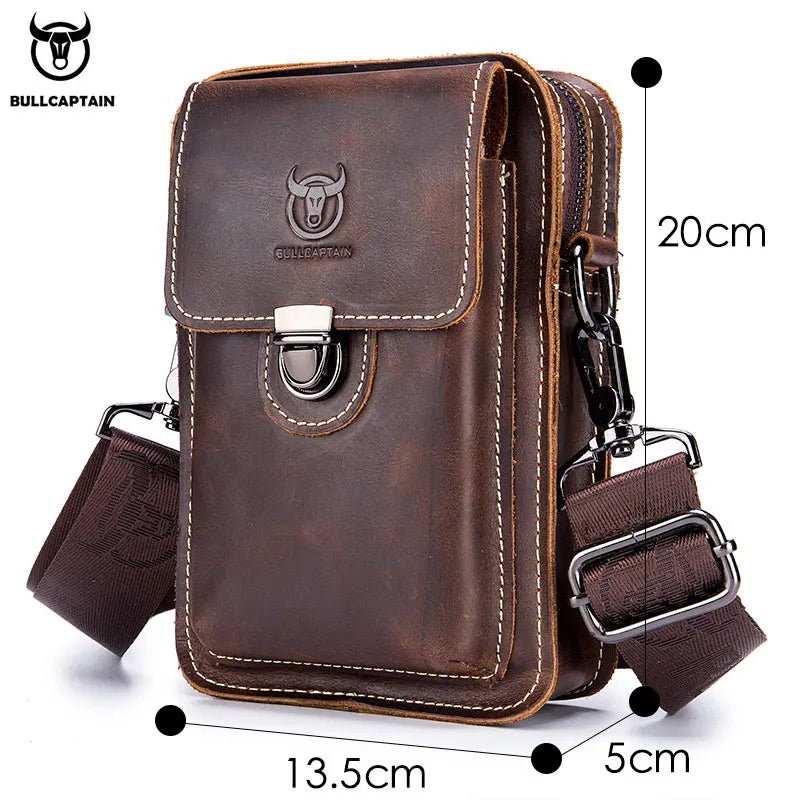 RusticVoyage™ Men’s Crazy Horse Leather Waist Bag – Compact Chest, Shoulder & Belt Carry Pack