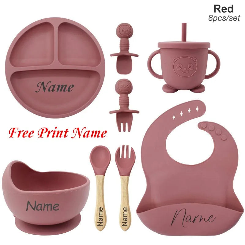 MiniMonogram™ Personalised Kids Feeding Set – Safe Silicone Baby Tableware & Newborn Gift
