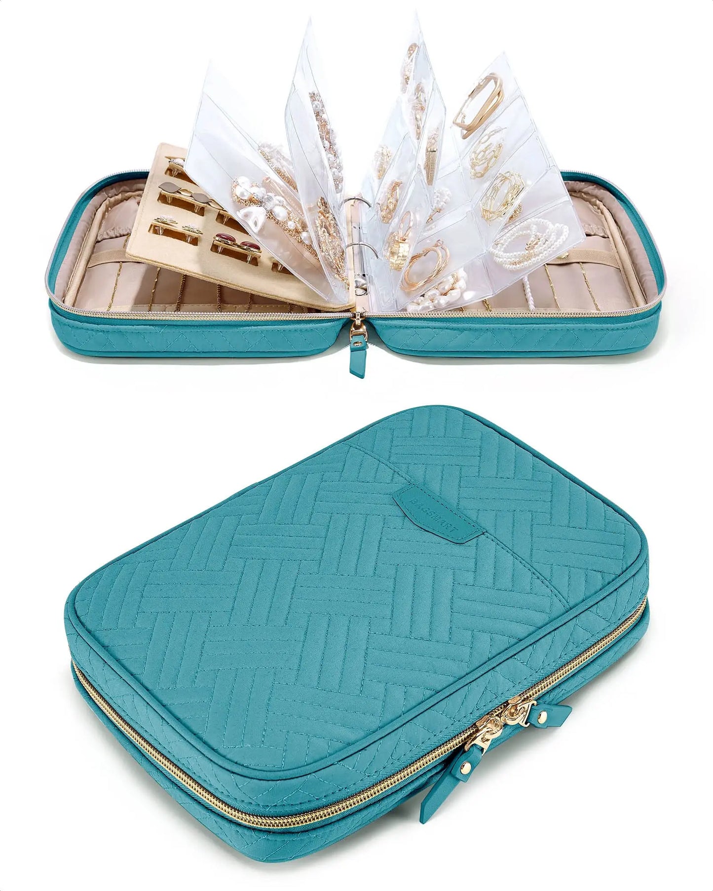 ClearGlam Book – Transparent Jewellery Travel Organiser with Zipper Bags