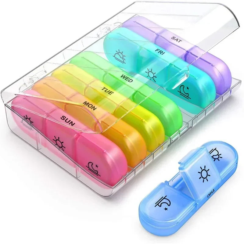 HealthMate™ Portable Pill Box – Daily 3-Time 7-Day Medicine & Supplement Organizer
