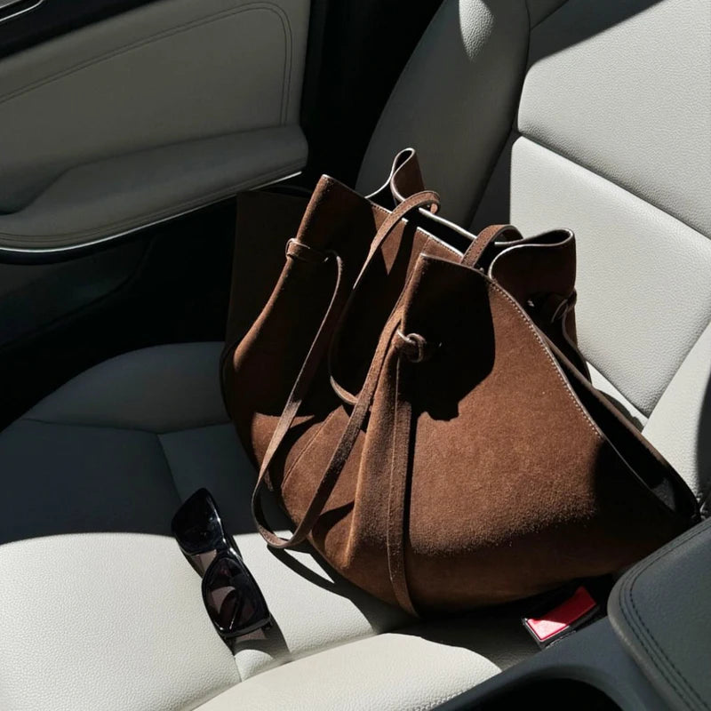 EleganceMonogram™ Custom Initials Tote – Large Capacity Faux Suede Shoulder & Underarm Bag for Women Luxury Designer