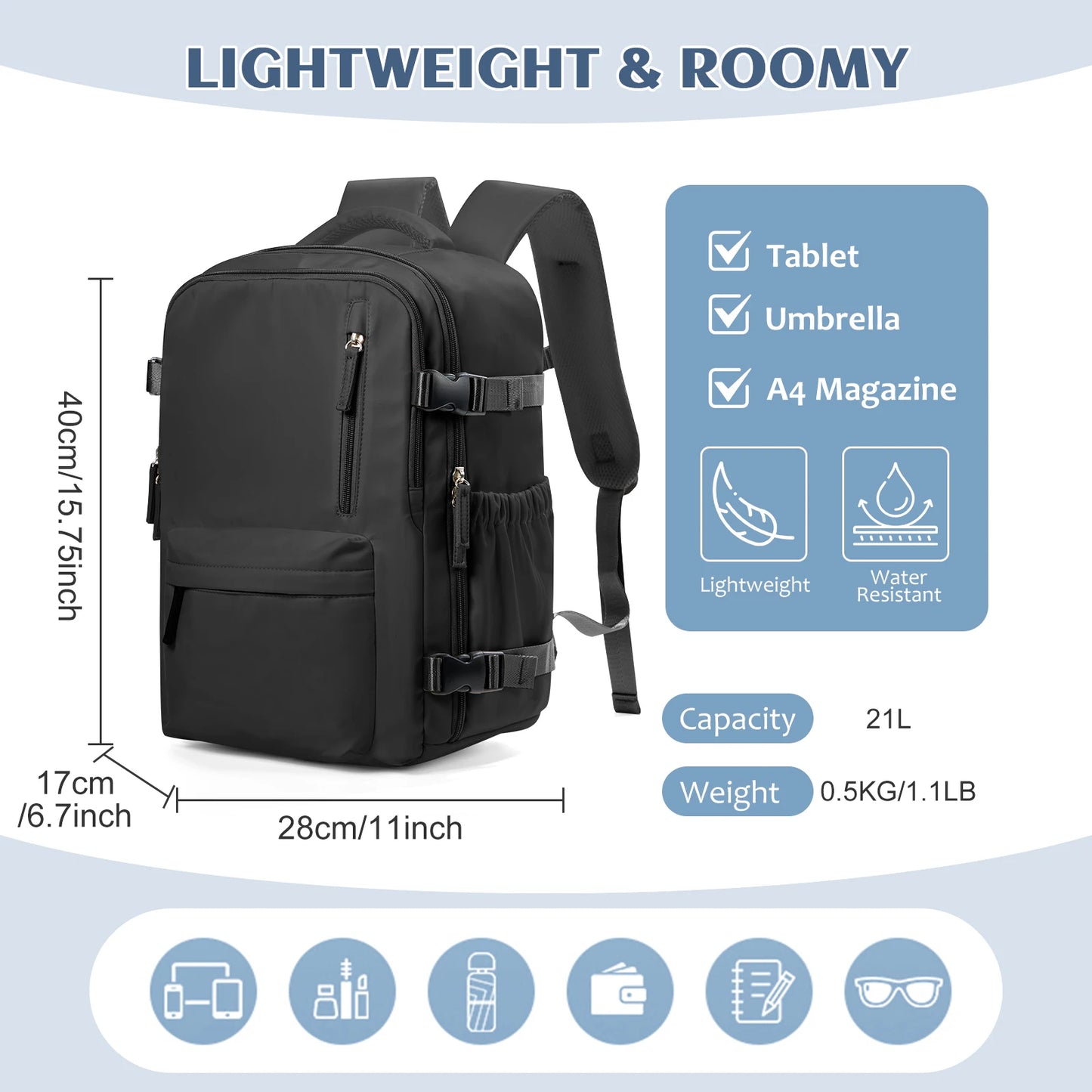 FlightMate 40x30x20 Travel Backpack – Hand Luggage with 15.6” Laptop Compartment