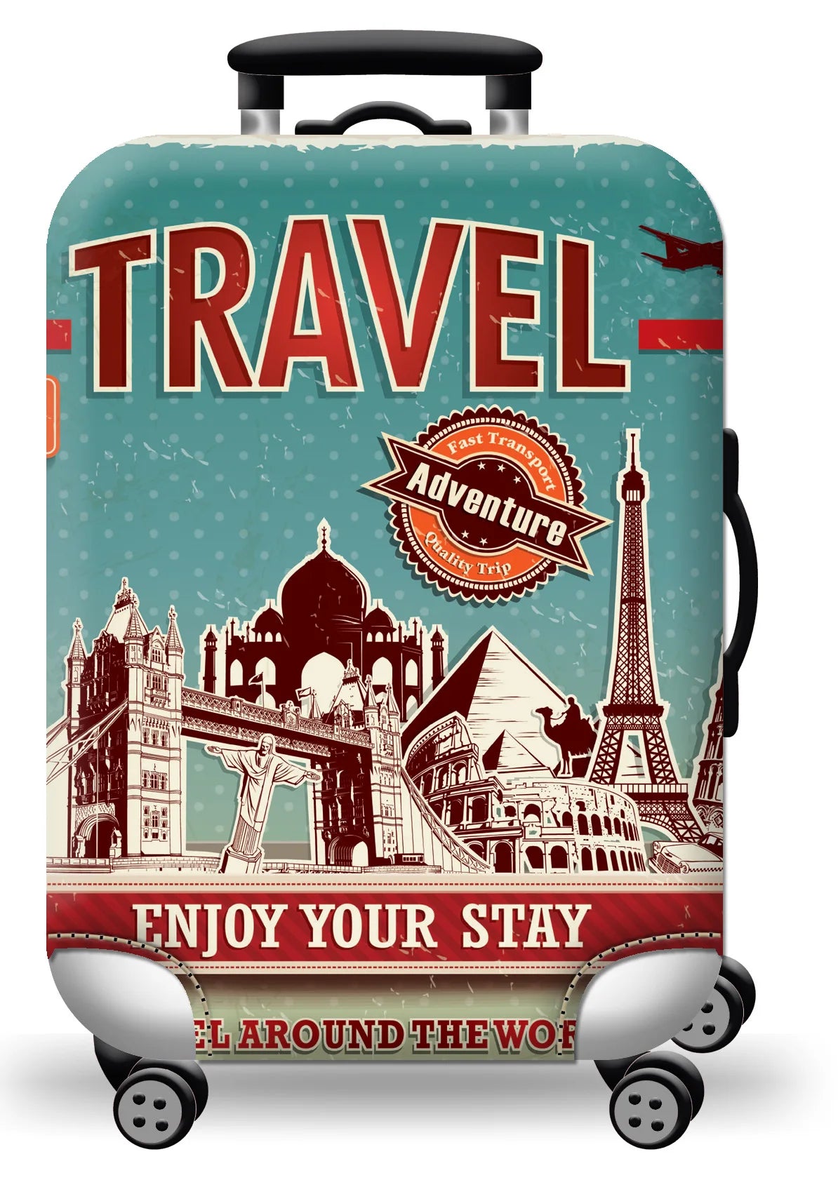 GlobeTrotter™ Elastic World Map Luggage Cover – Thick Zippered Suitcase Protector for 18–32" Bags