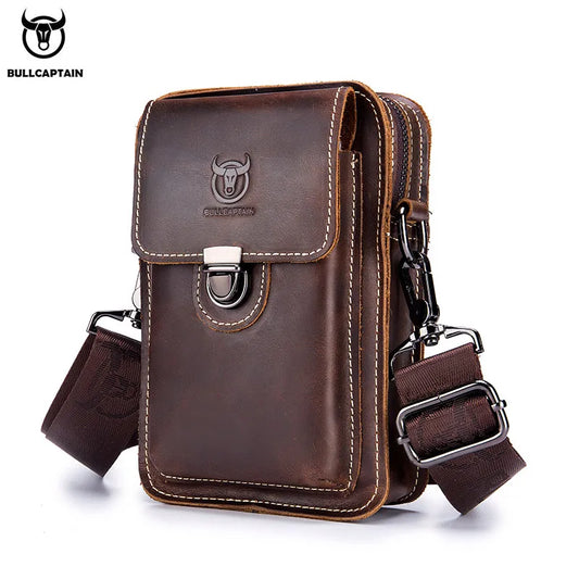 RusticVoyage™ Men’s Crazy Horse Leather Waist Bag – Compact Chest, Shoulder & Belt Carry Pack