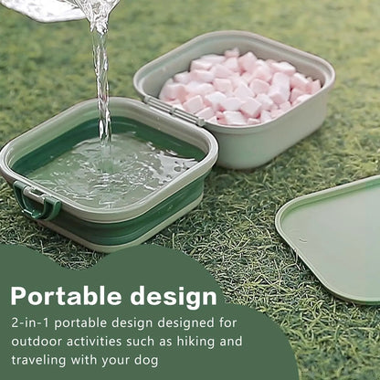 TravelPup™ Collapsible Dog Bowl – Portable 2-in-1 Water & Food Feeder with Lid