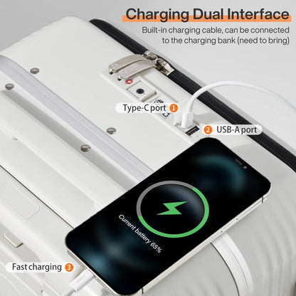 AeroCase™ Aluminium Frame Cabin Suitcase – Rolling Carry-On with USB Port, Cup & Phone Holder (20/24”)
