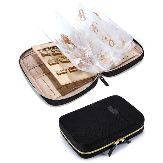 ClearGlam Book – Transparent Jewellery Travel Organiser with Zipper Bags