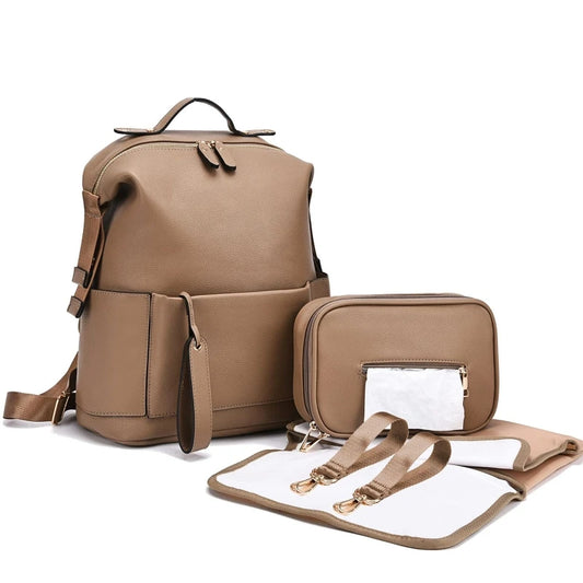 Tote & Tidy Baby Care Bag – Multifunctional Leather Maternity Backpack for Mums