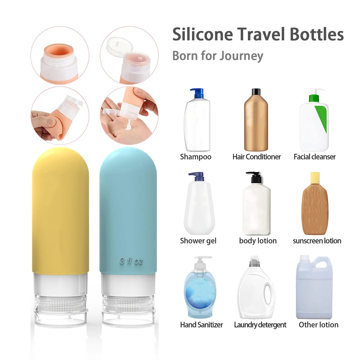 SqueezeMate 16 – TSA-Approved Silicone Travel Bottles Set