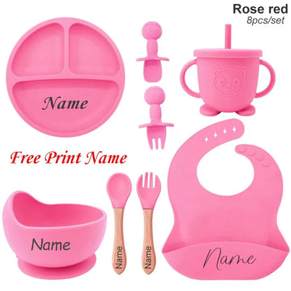 MiniMonogram™ Personalised Kids Feeding Set – Safe Silicone Baby Tableware & Newborn Gift