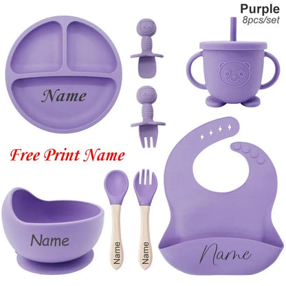 MiniMonogram™ Personalised Kids Feeding Set – Safe Silicone Baby Tableware & Newborn Gift